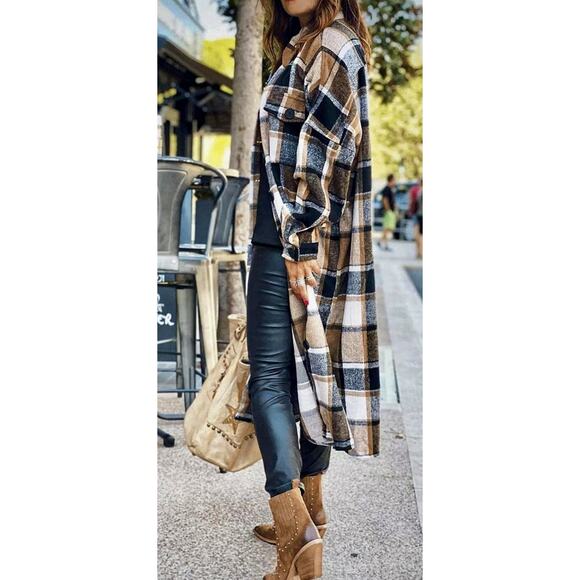 NICE Fall Shacket & Dress Combo – Size XL, Black / Brown / Ivory Plaid, NWT - Picture 15 of 15